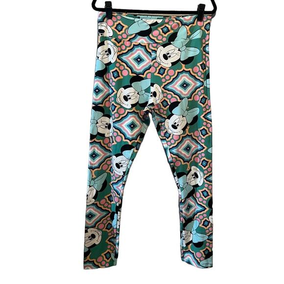Lularoe Curvy pink and teal Minnie Mouse Leggings Tall and Curvy TC - Picture 1 of 10